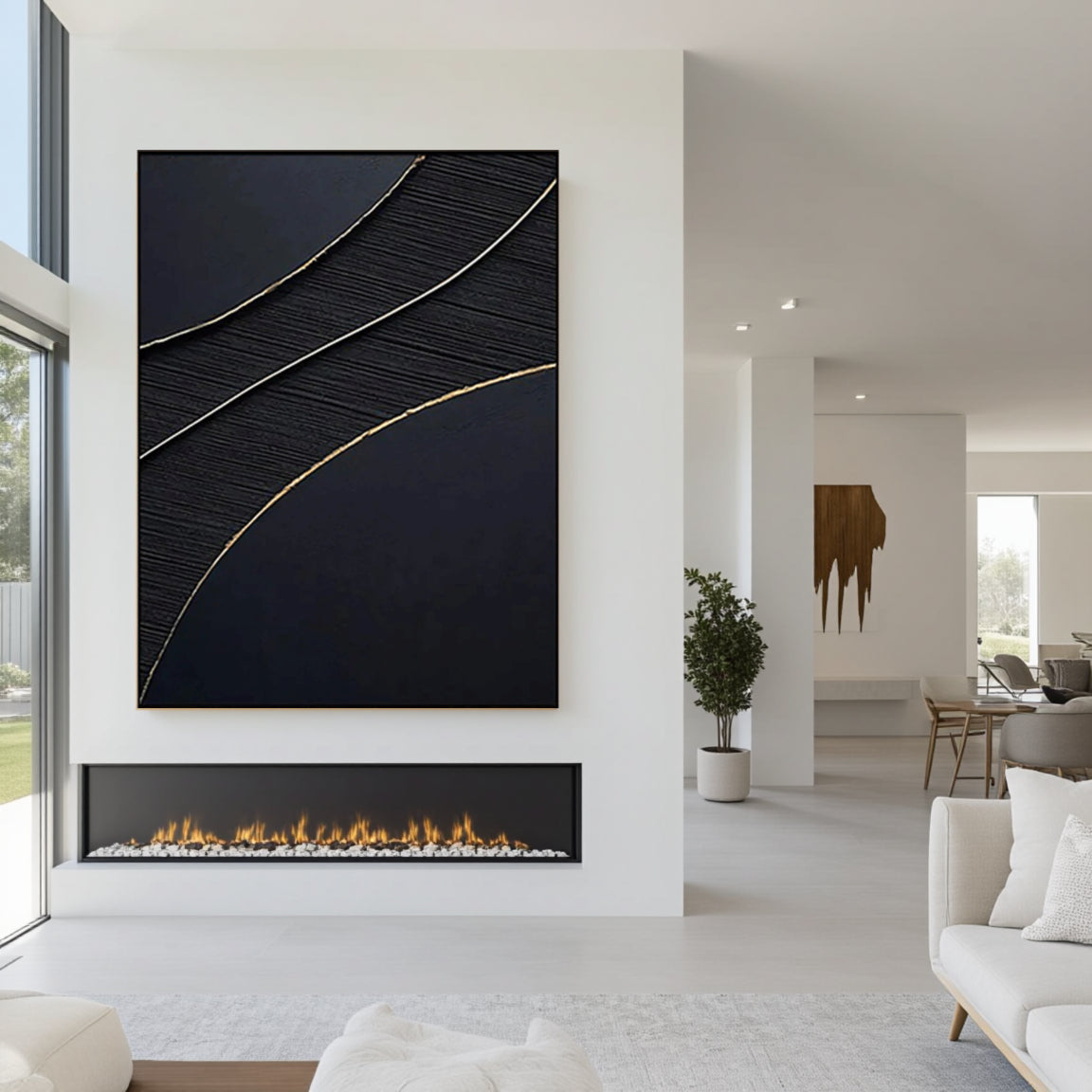 Black Gold Minimalist Textured Painting #MZ049