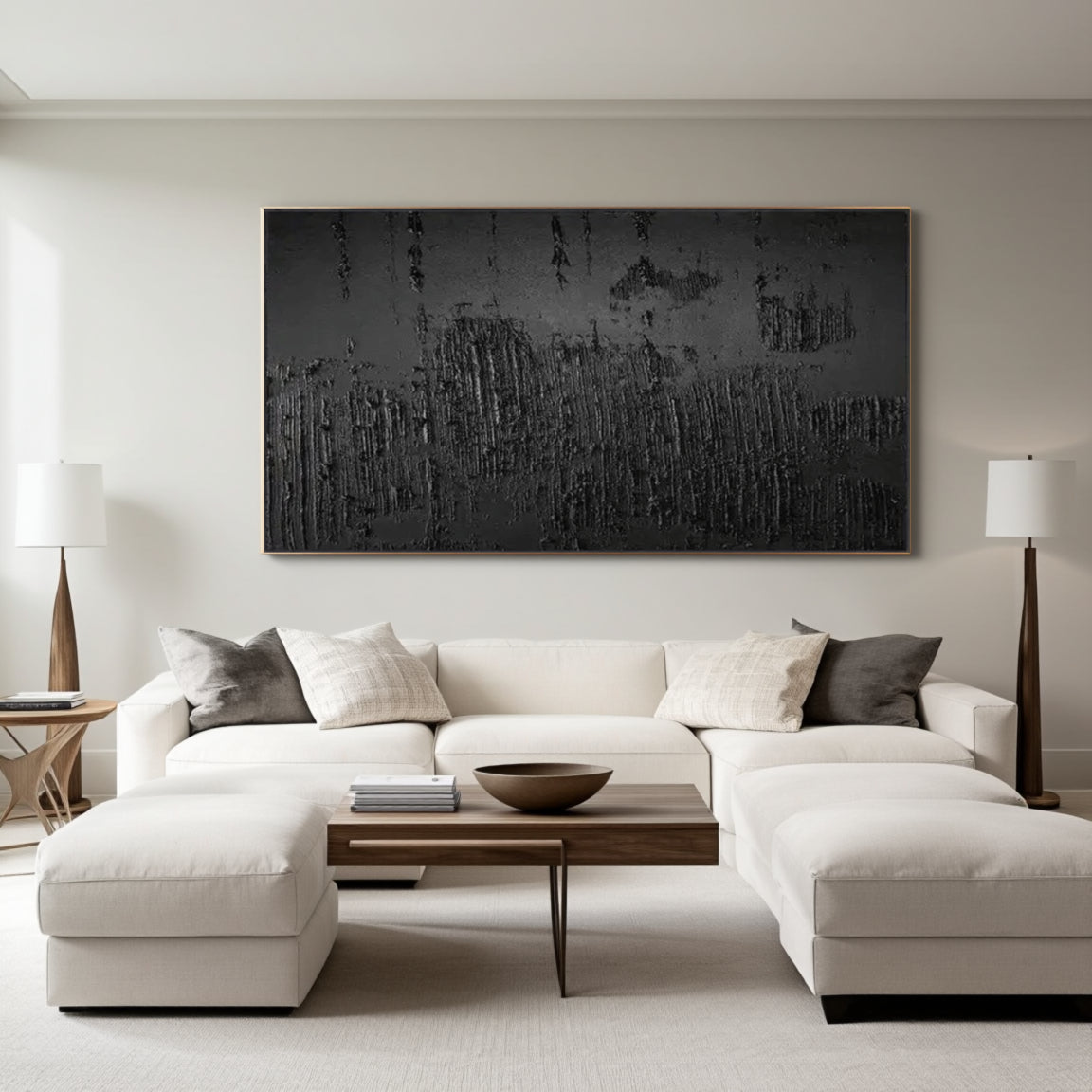 Black Minimalist Textured Painting #MZ018