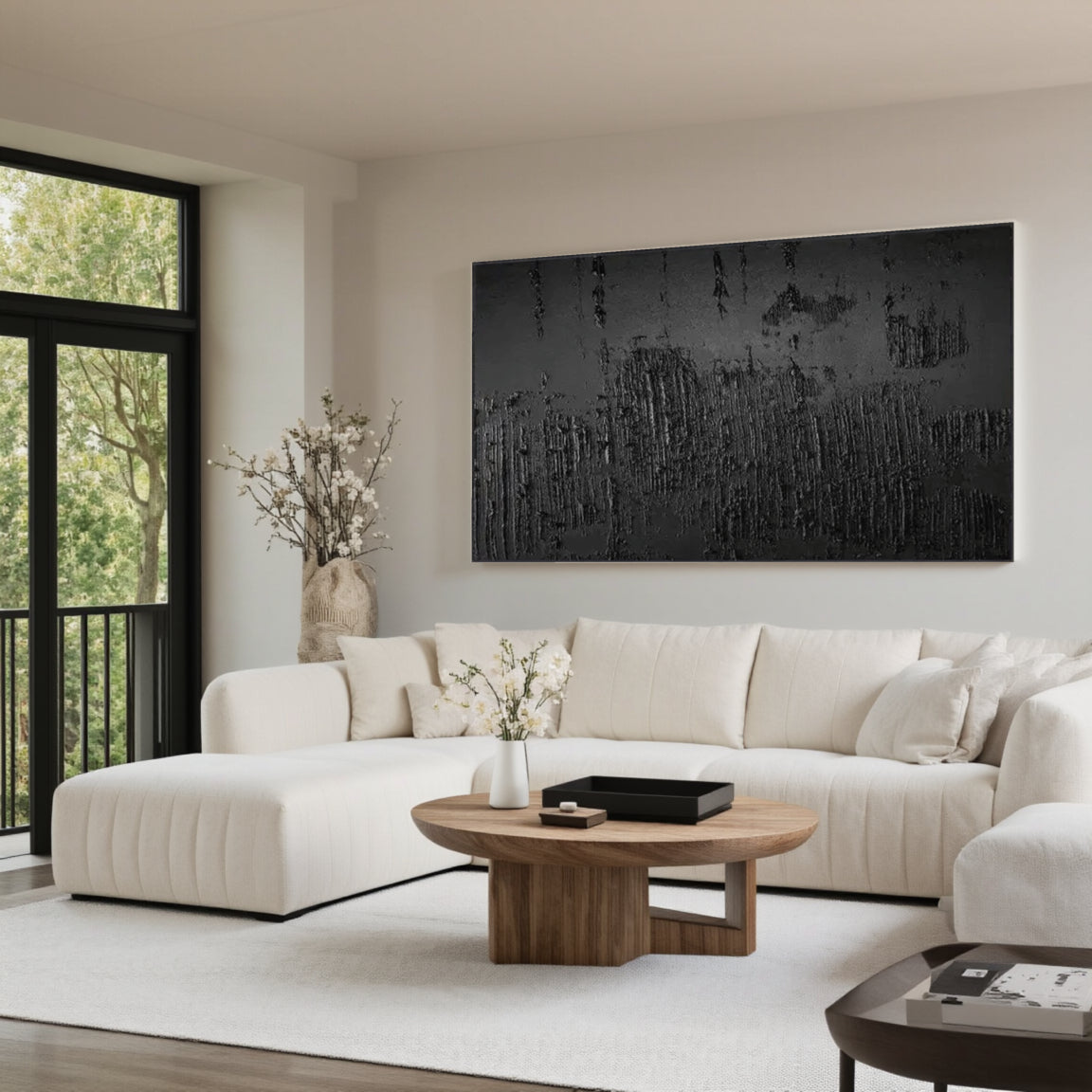 Black Minimalist Textured Painting #MZ018