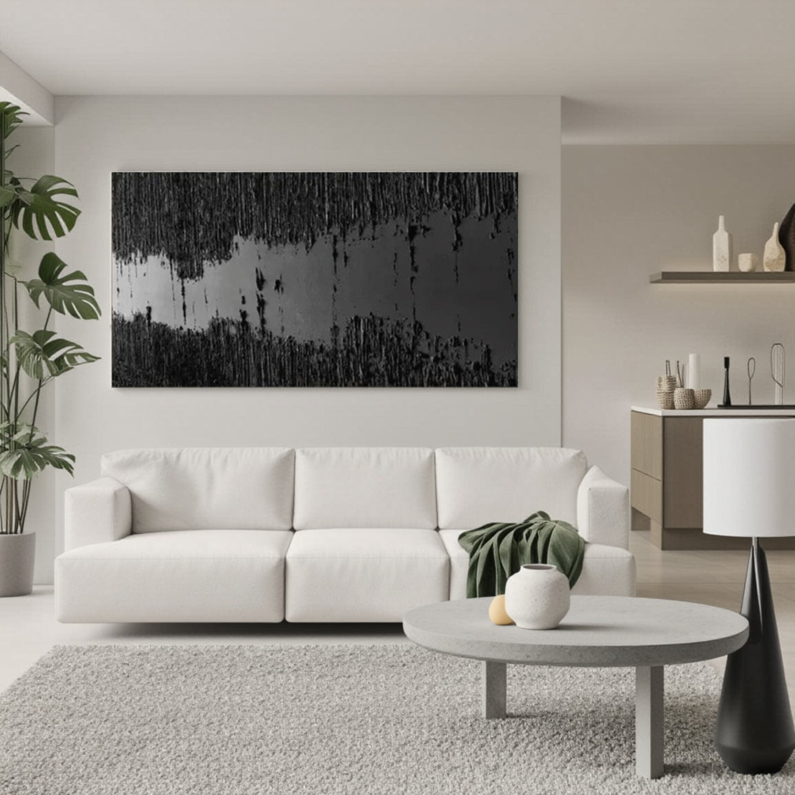 Black Minimalist Textured Painting #MZ014