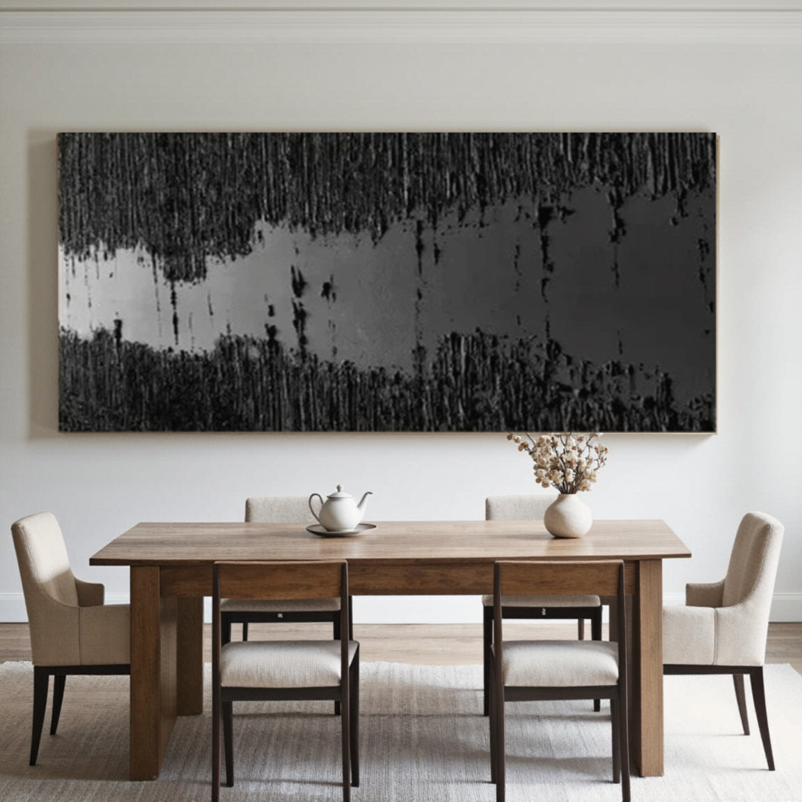 Black Minimalist Textured Painting #MZ014