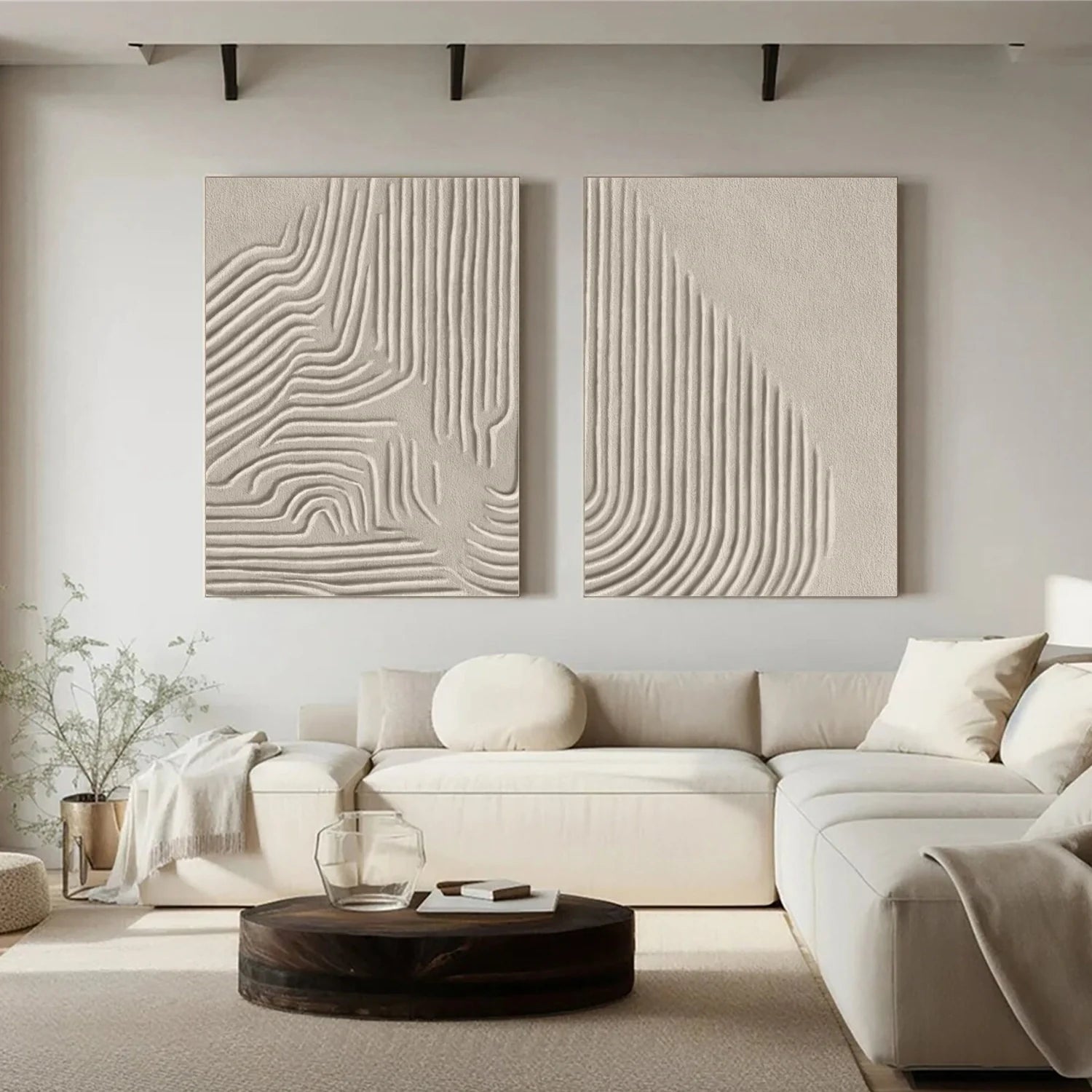 Beige & Brown Abstract Set of 2 #BB153