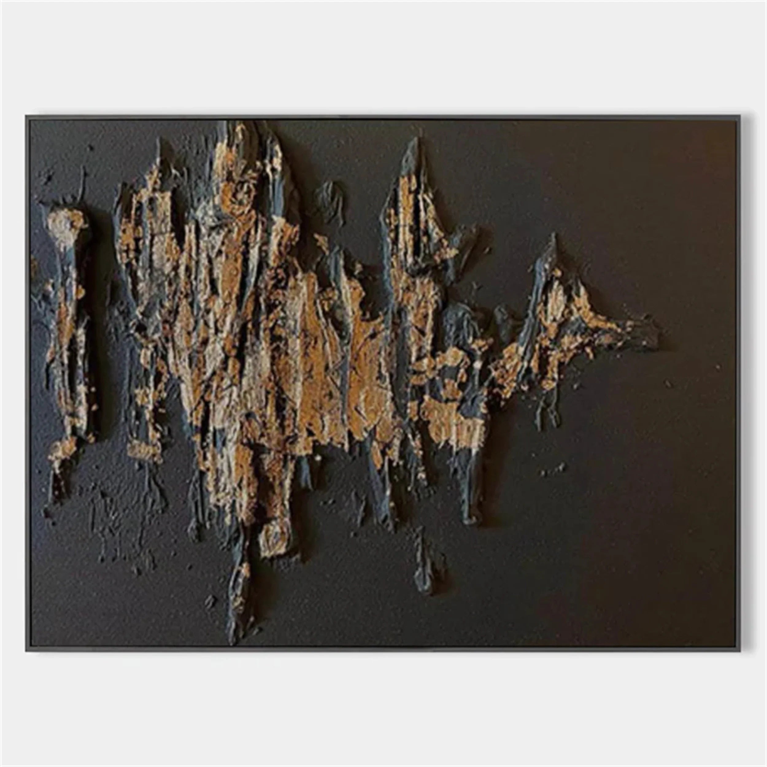Black Gold Minimalist Textured Painting #MZ053