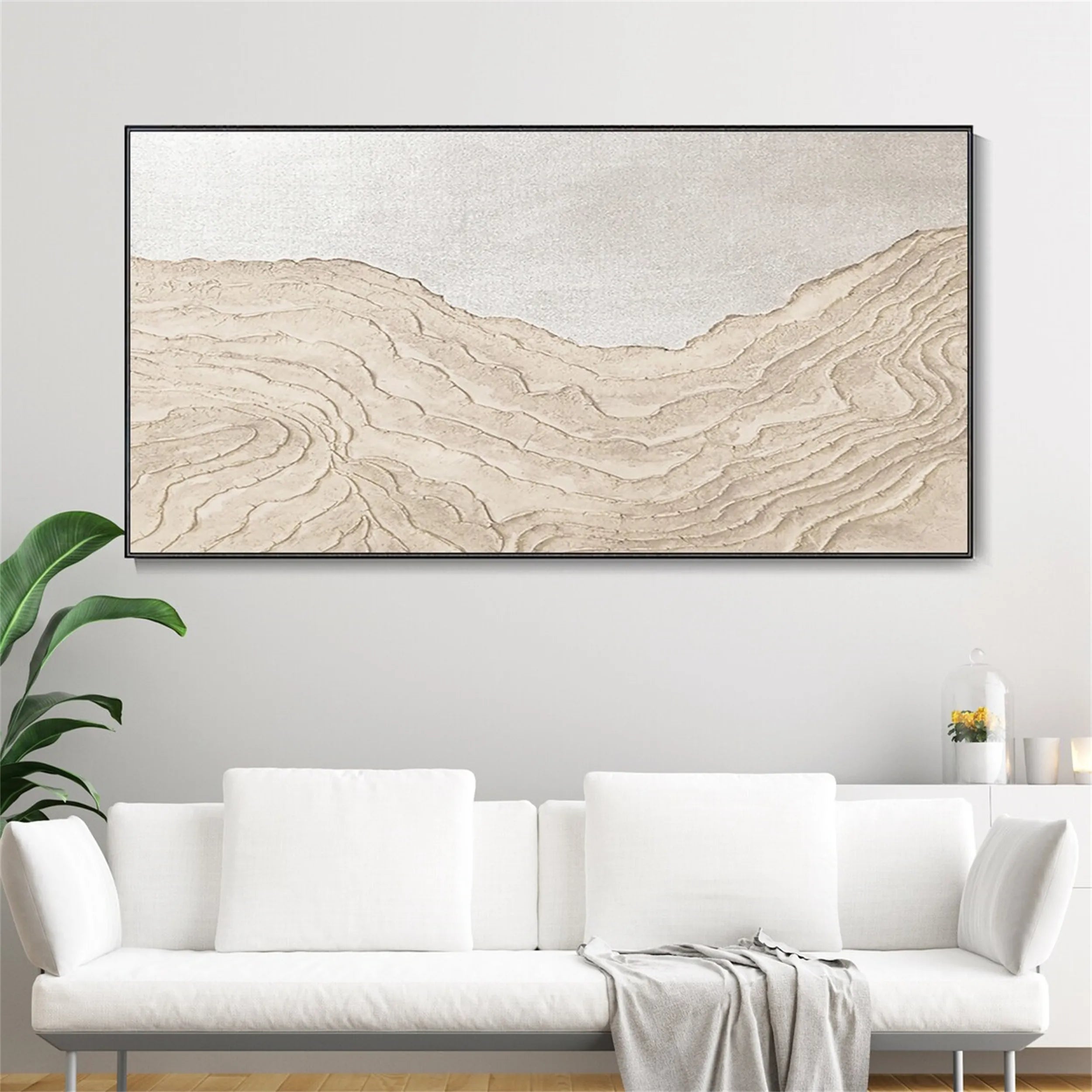 White Minimalist Textured Painting Canvas #MM195