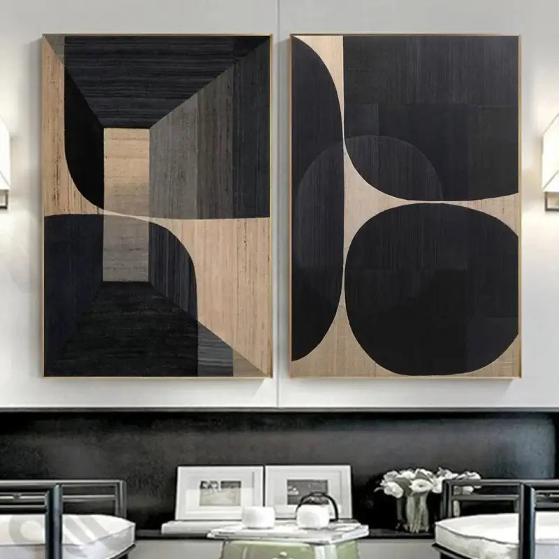 Black Minimalist Textured Wall Art #MZ010