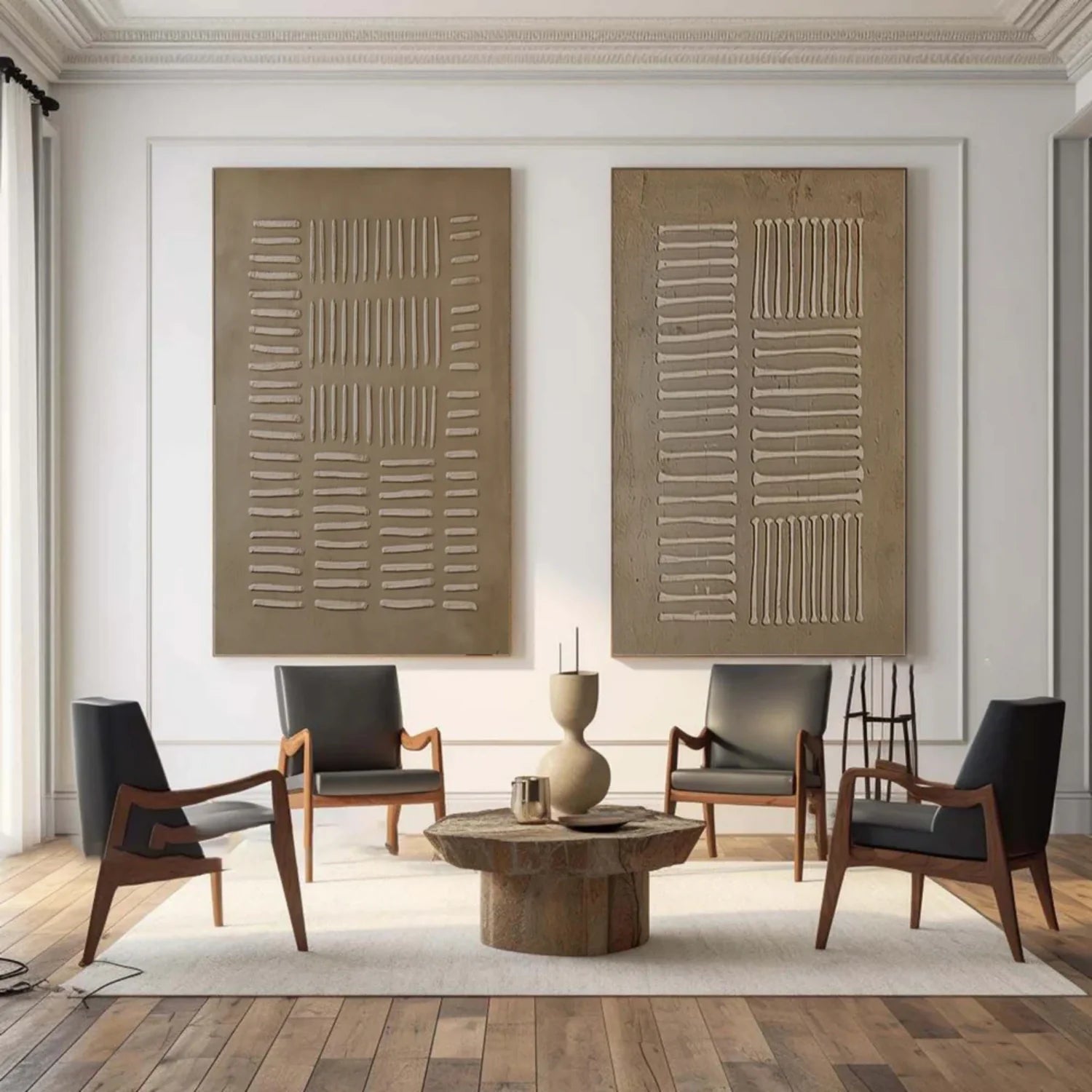 Beige & Brown Abstract Set of 2 #BB154