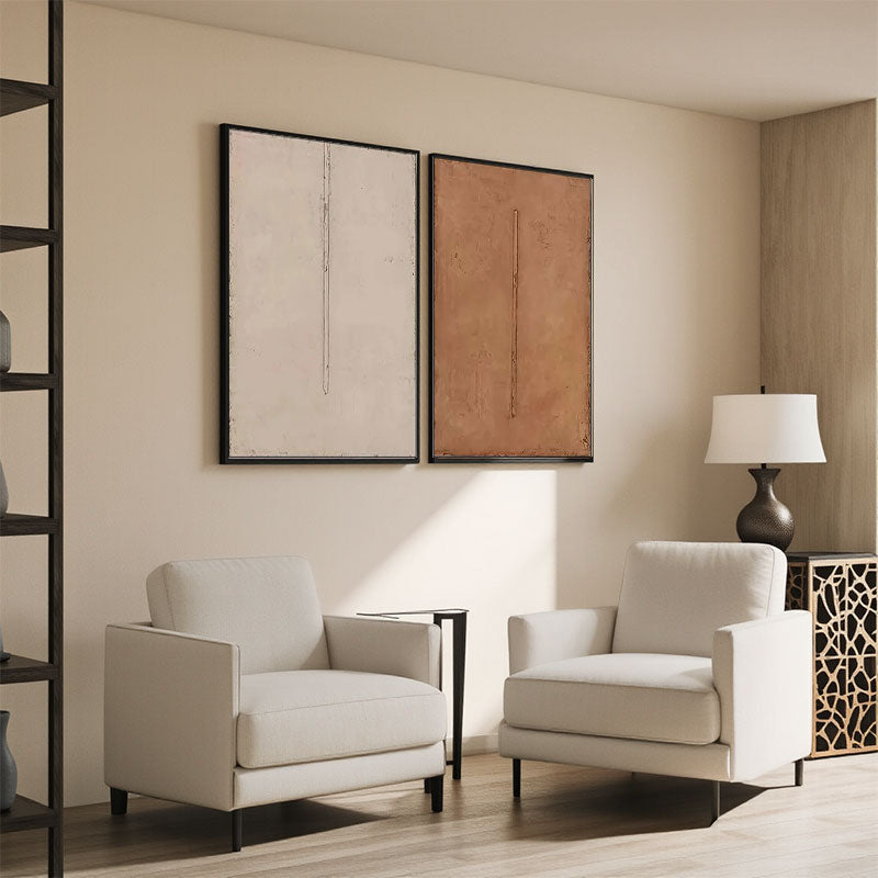 Beige & Brown Abstract Set of 2 #BB161