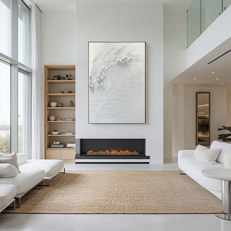 White Minimalist Textured Painting Canvas #MM014