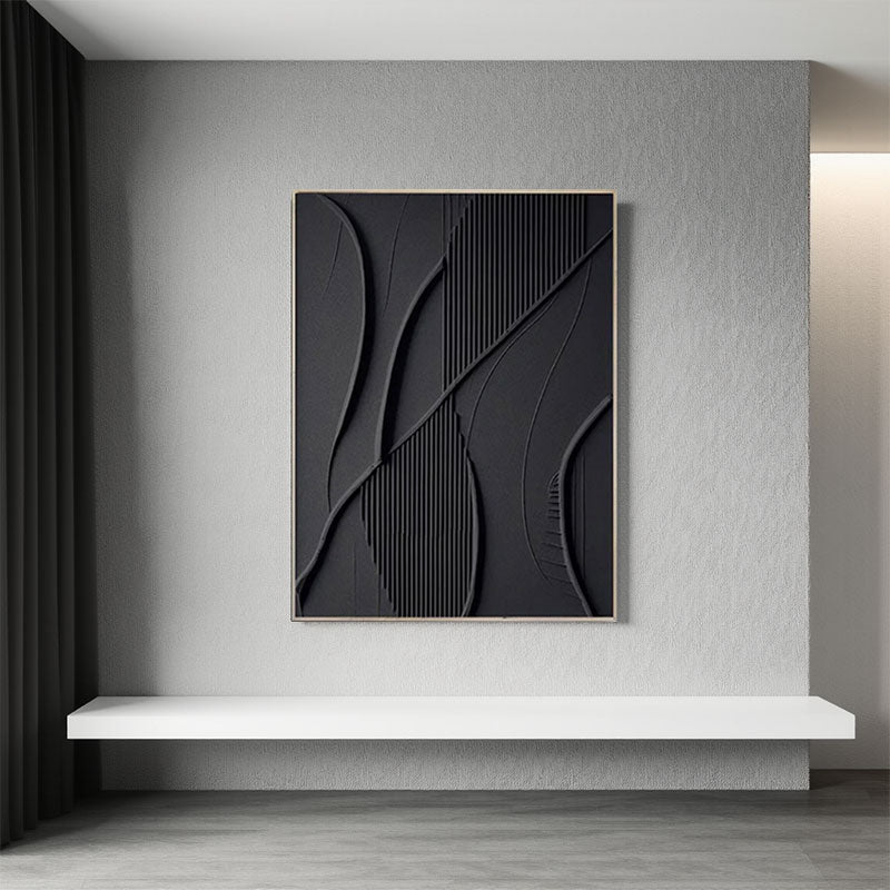 Black Minimalist Textured Painting #MZ138