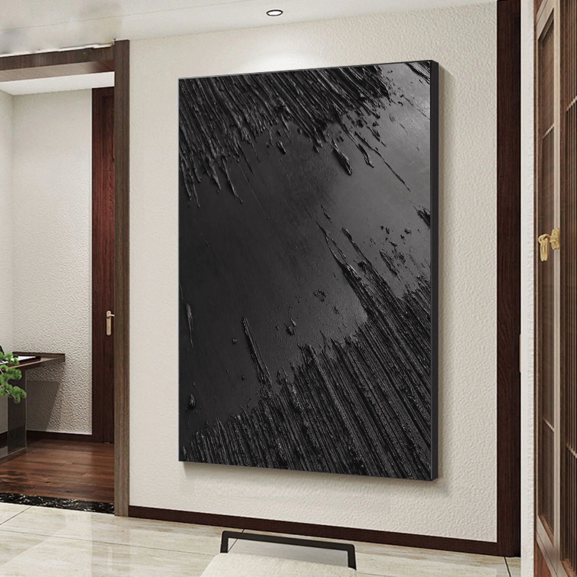 Black White Textured Minimalist Wall Art #MZ047