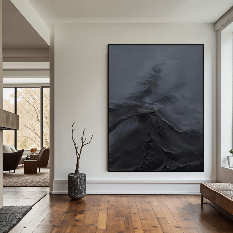 Black Minimalist Textured Painting #MZ143