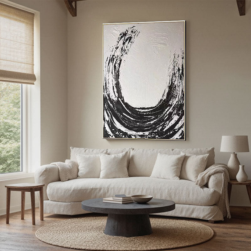 Black White Textured Minimalist Wall Art #MZ047