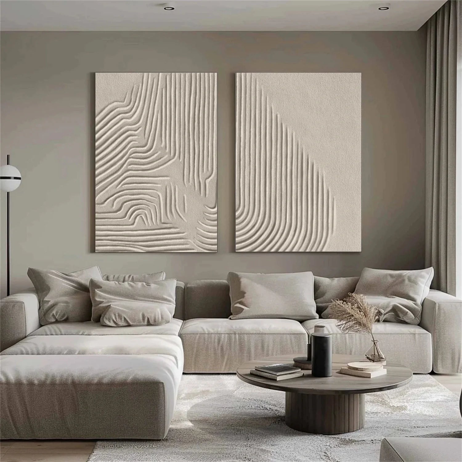 Beige & Brown Abstract Set of 2 #BB153