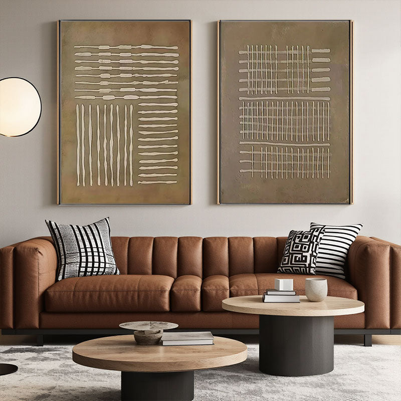 Beige & Brown Abstract Set of 2 #BB154
