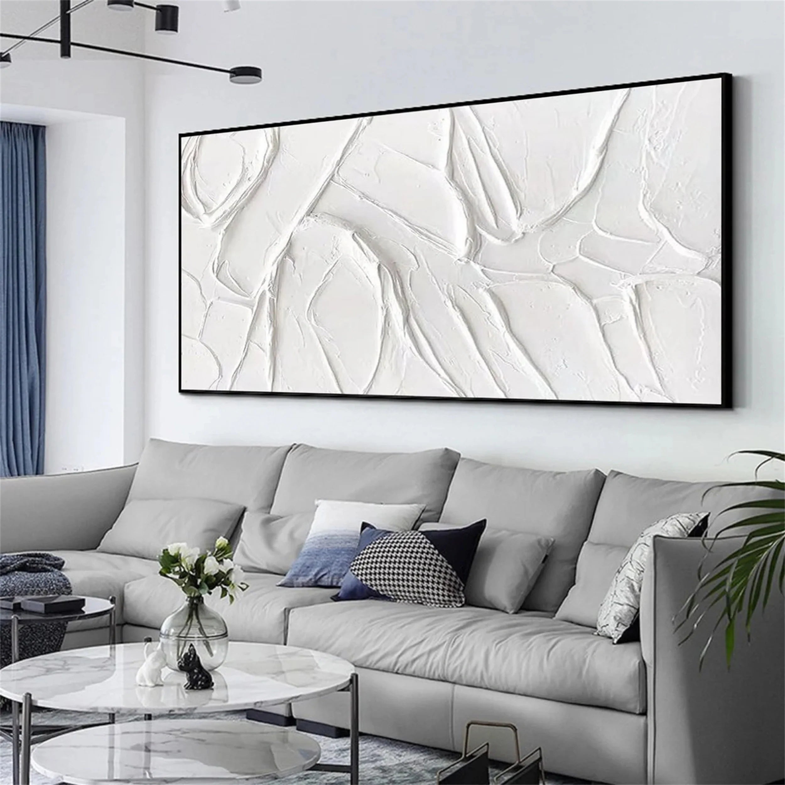 White Minimalist Textured Painting Canvas #MM104