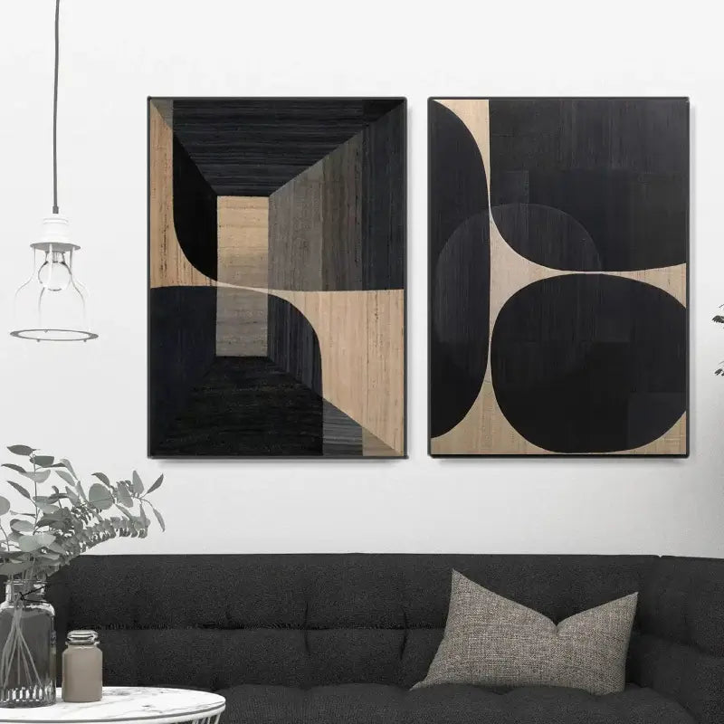 Black Minimalist Textured Wall Art #MZ010