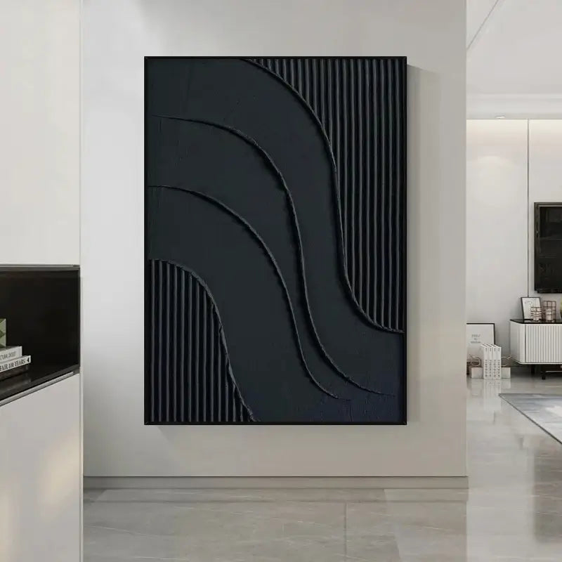 Black Minimalist Textured Painting #MZ014