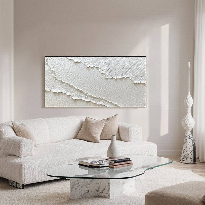 White Minimalist Textured Painting Canvas #MM193