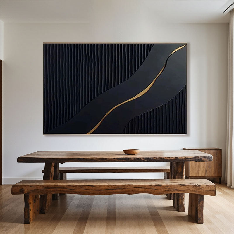 Black Gold Minimalist Textured Painting #MZ082