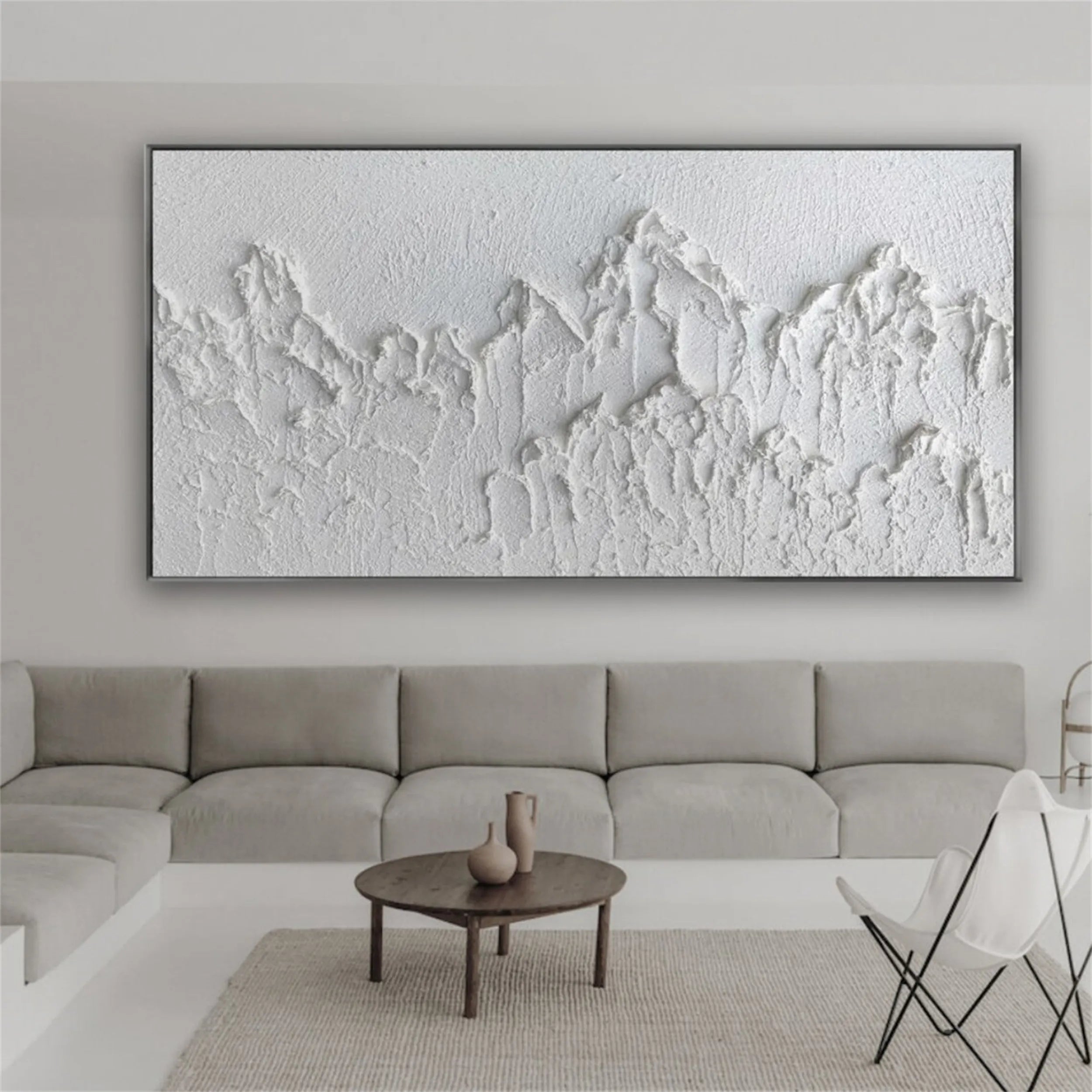White Minimalist Textured Painting Canvas #MM196