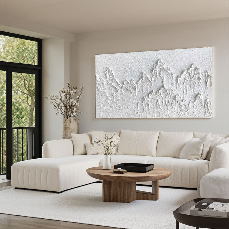 White Minimalist Textured Painting Canvas #MM195