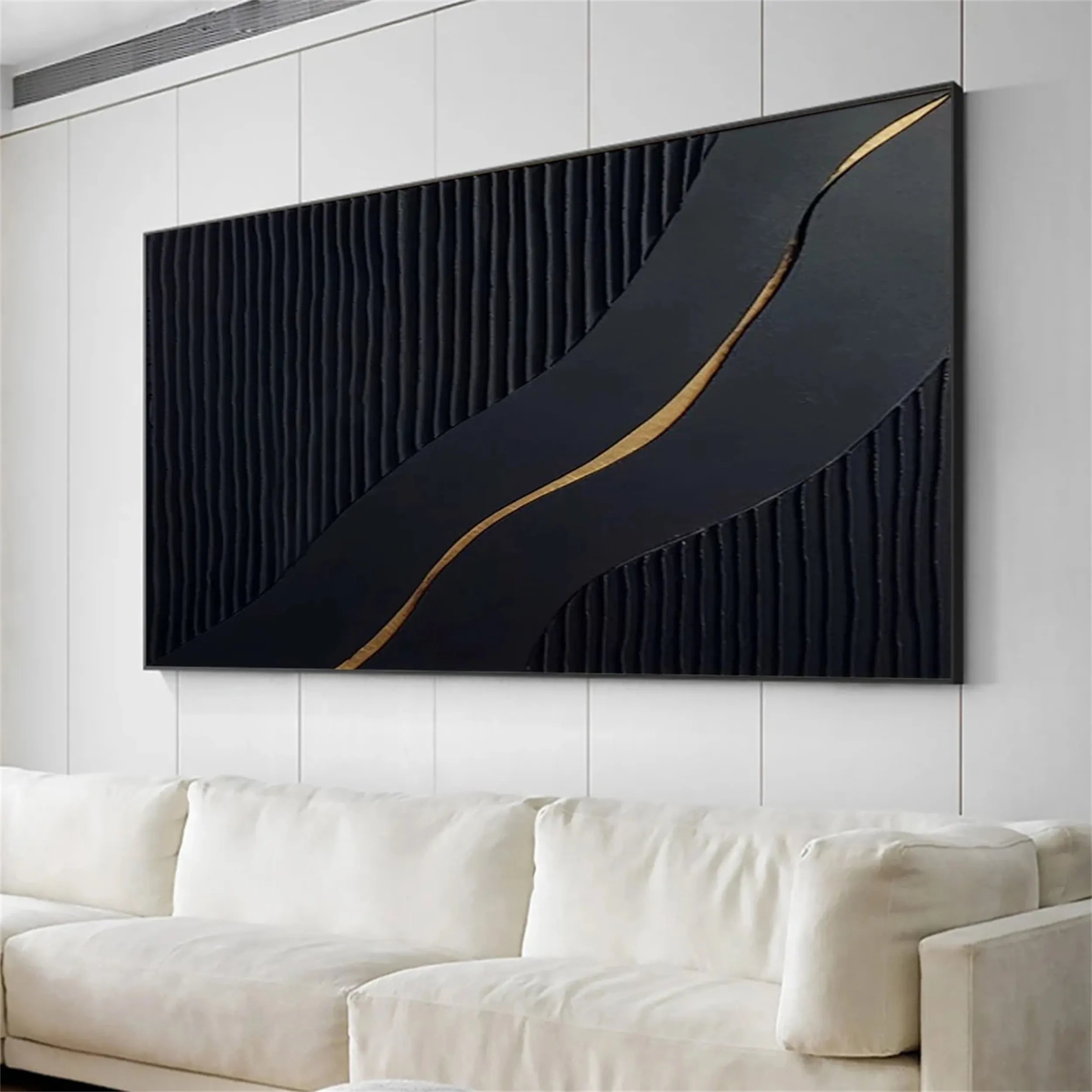 Black Gold Minimalist Textured Painting #MZ082