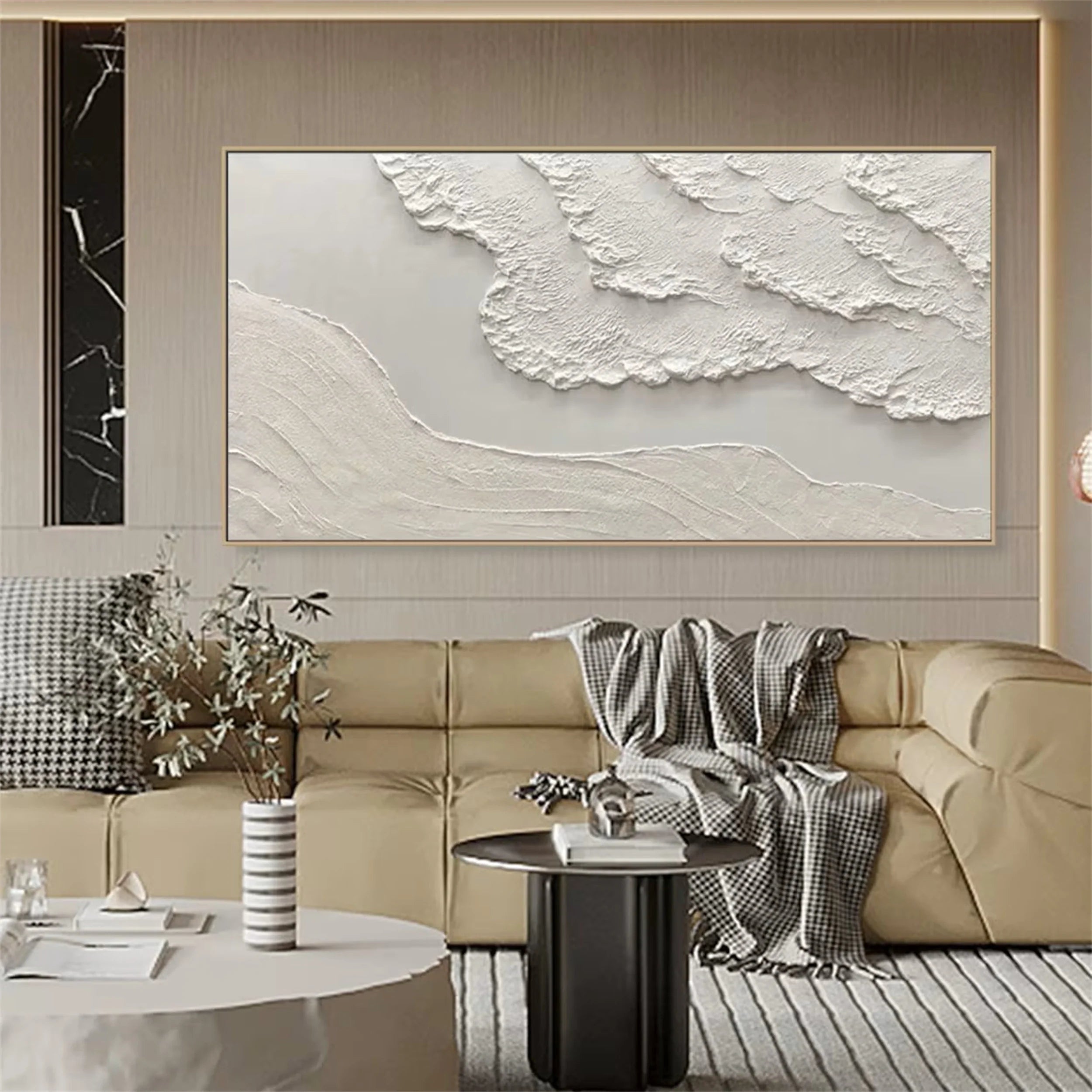 White Minimalist Textured Painting Canvas #MM104