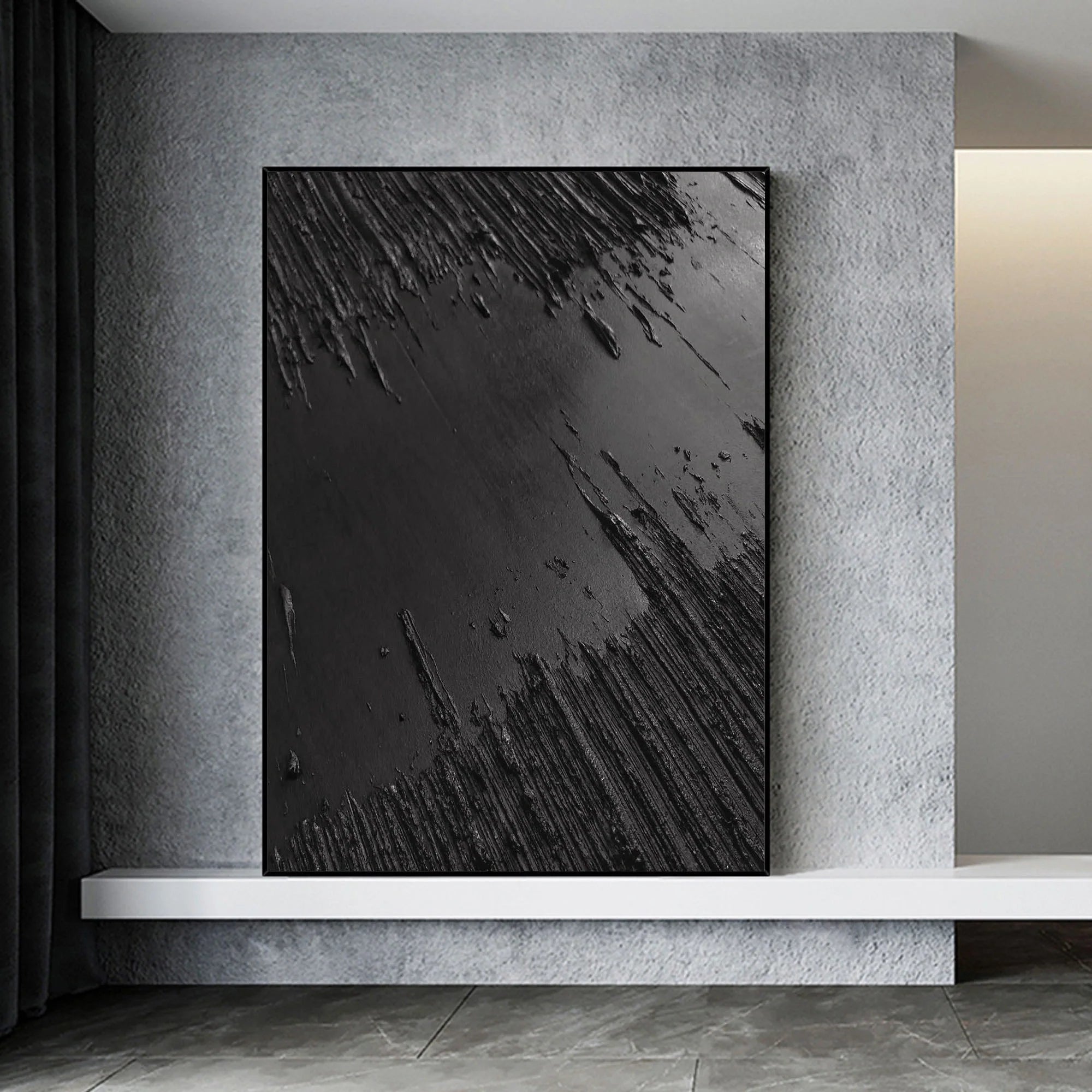 Black White Textured Minimalist Wall Art #MZ047