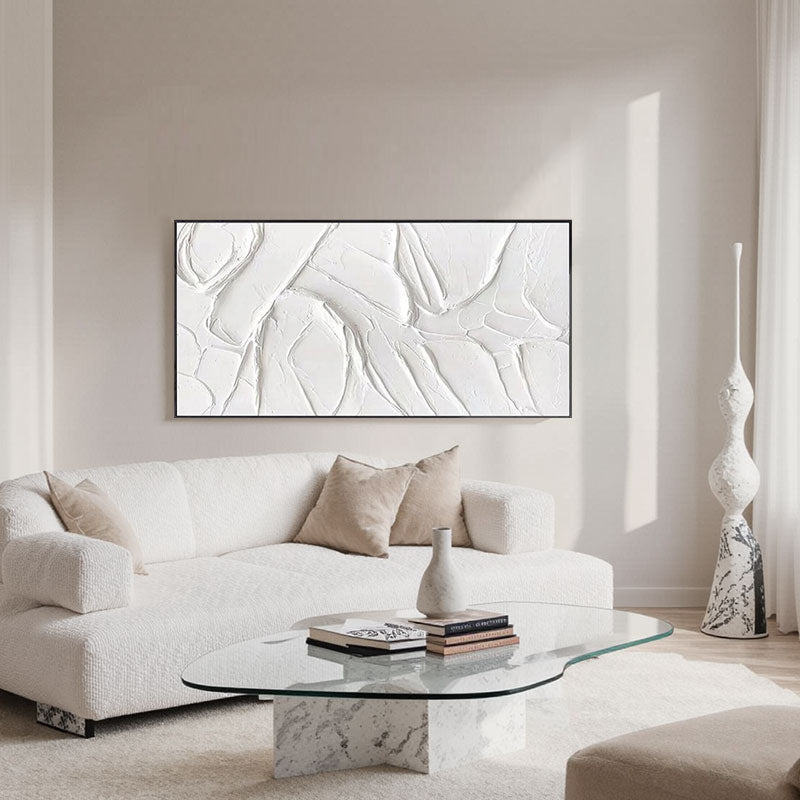 White Minimalist Textured Painting Canvas #MM104
