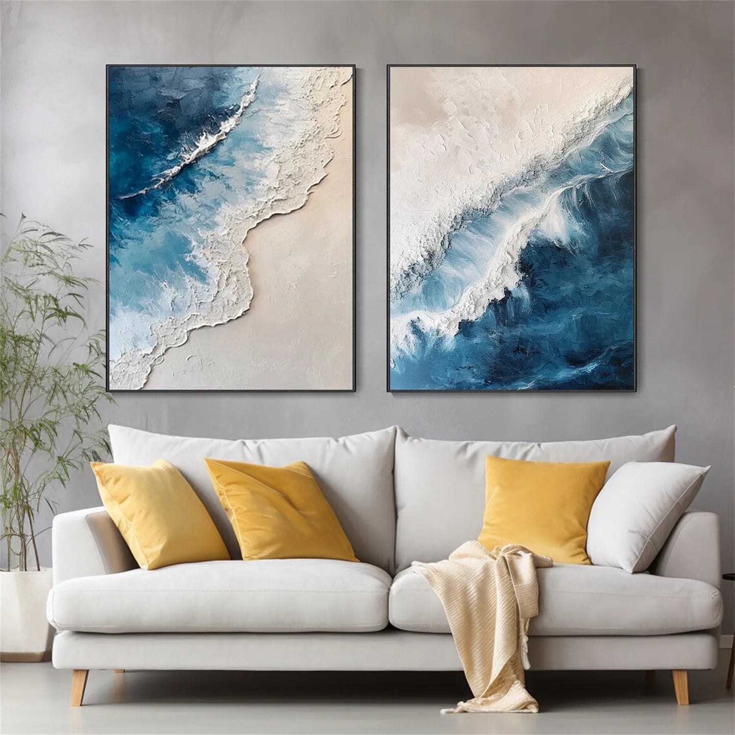 Beige & Brown Abstract Set of 2 #BB135