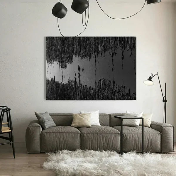 Black Minimalist Textured Painting #MZ014