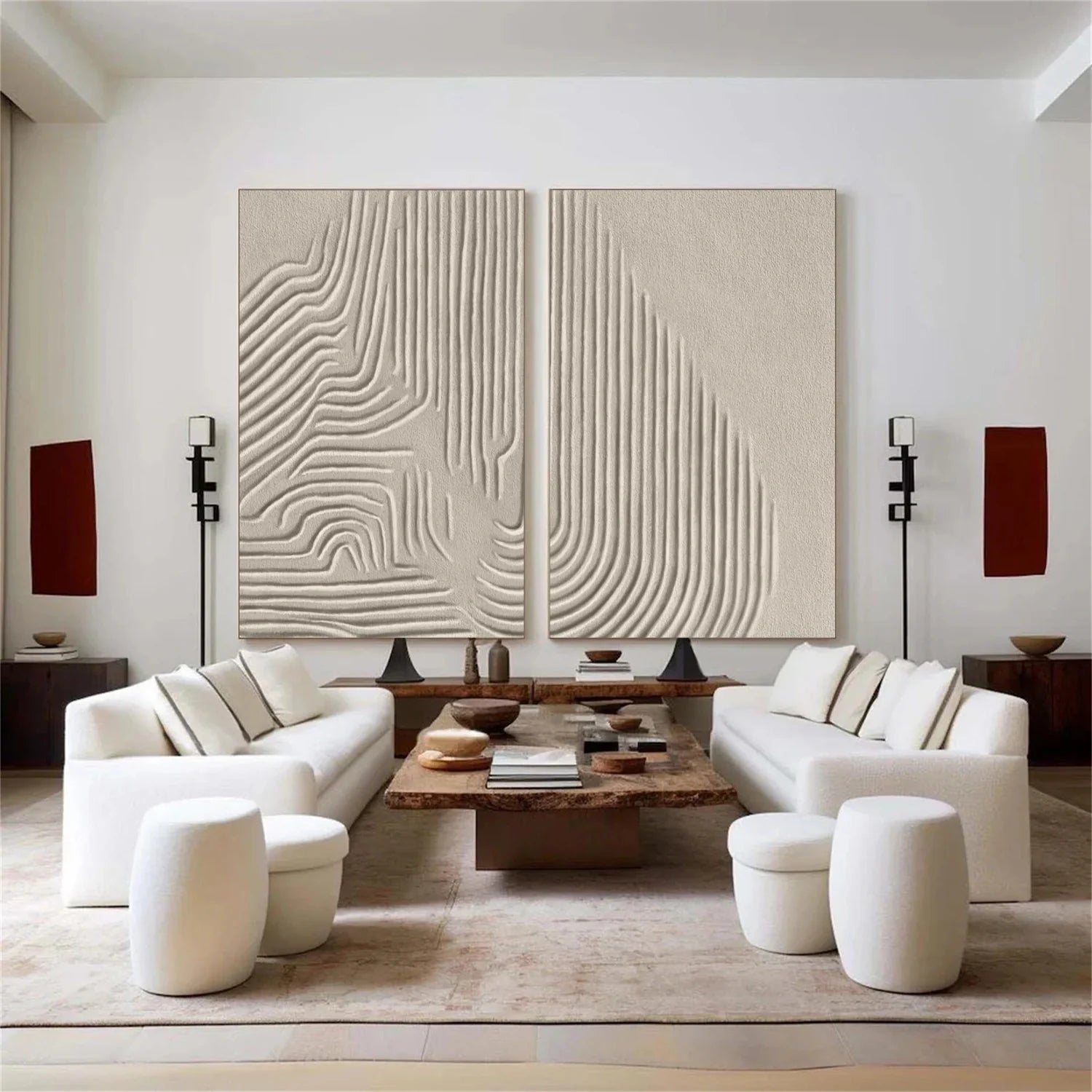Beige & Brown Abstract Set of 2 #BB153