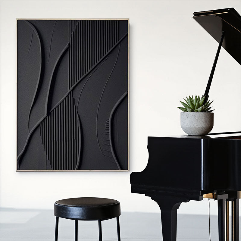 Black Minimalist Textured Painting #MZ138