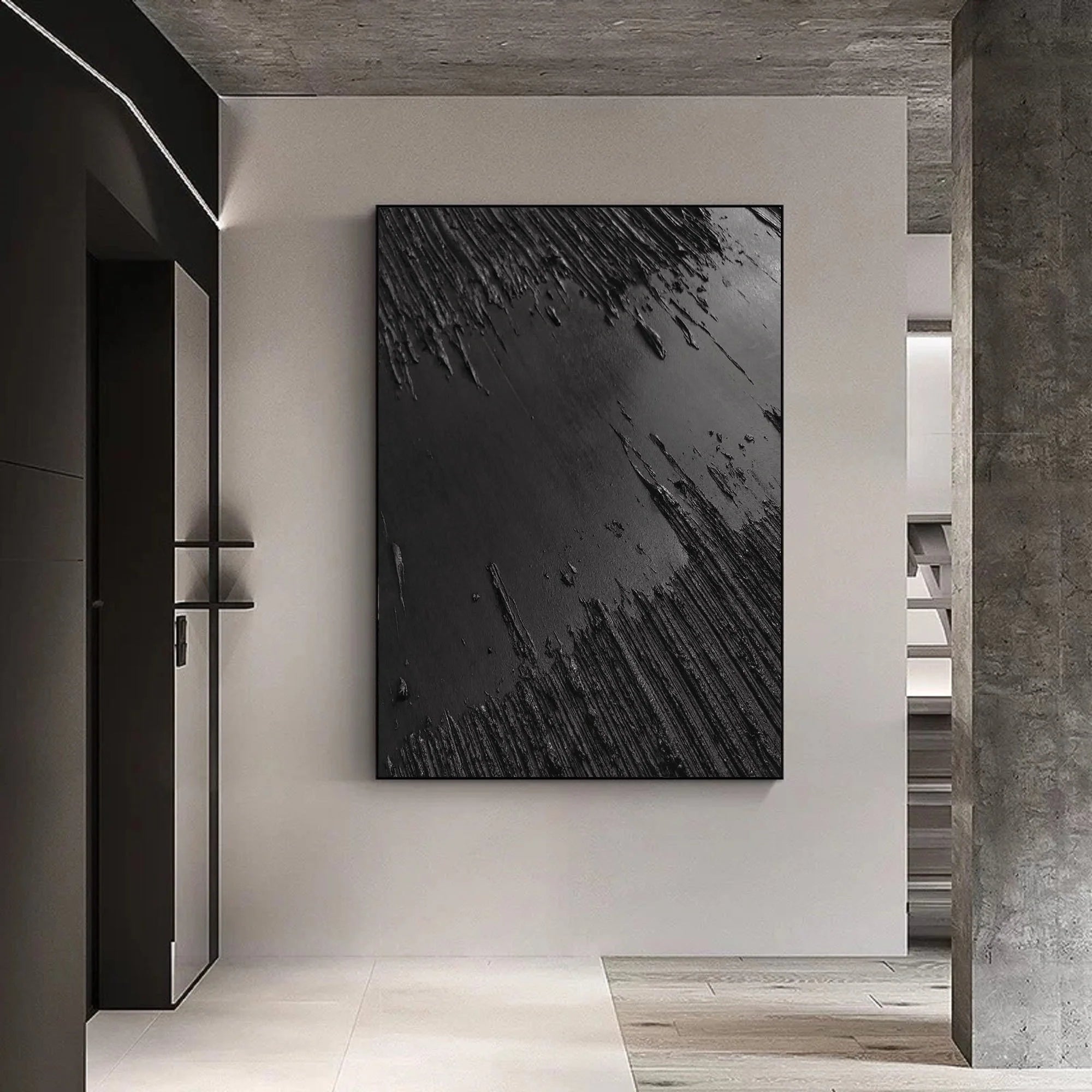 Black White Textured Minimalist Wall Art #MZ047