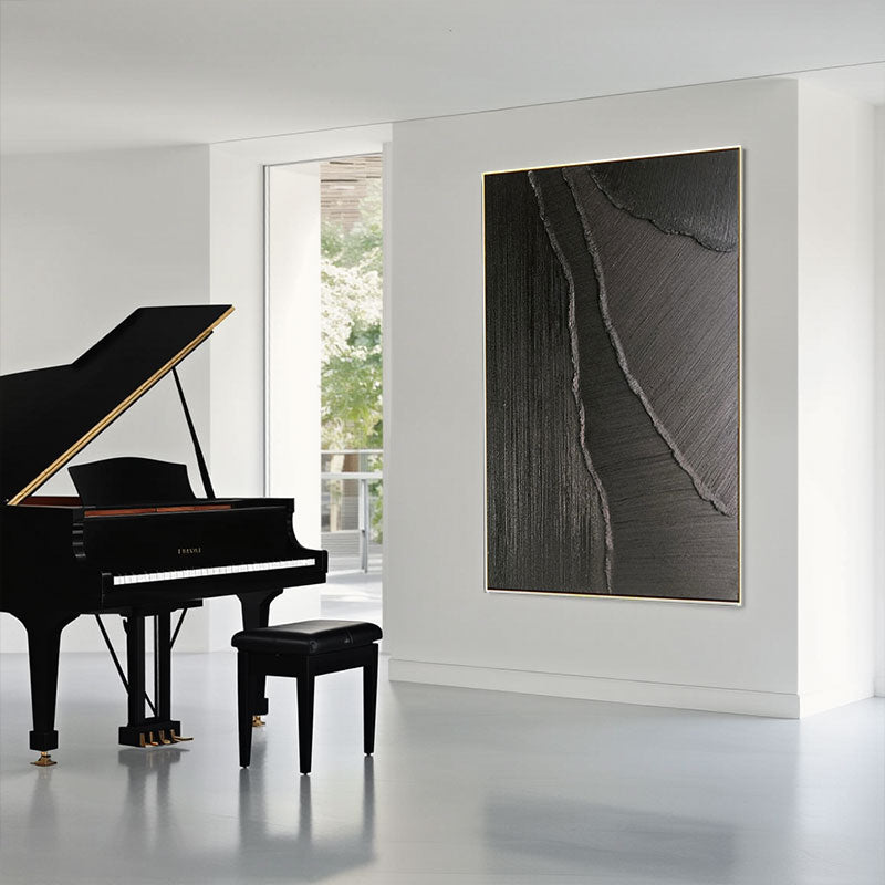 Black Minimalist Textured Painting #MZ142