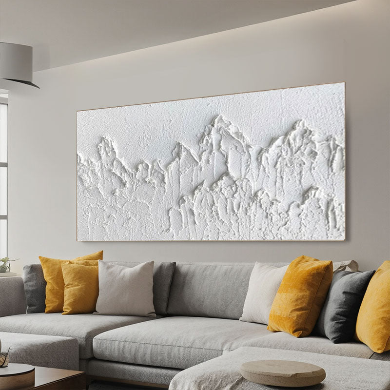 White Minimalist Textured Painting Canvas #MM195