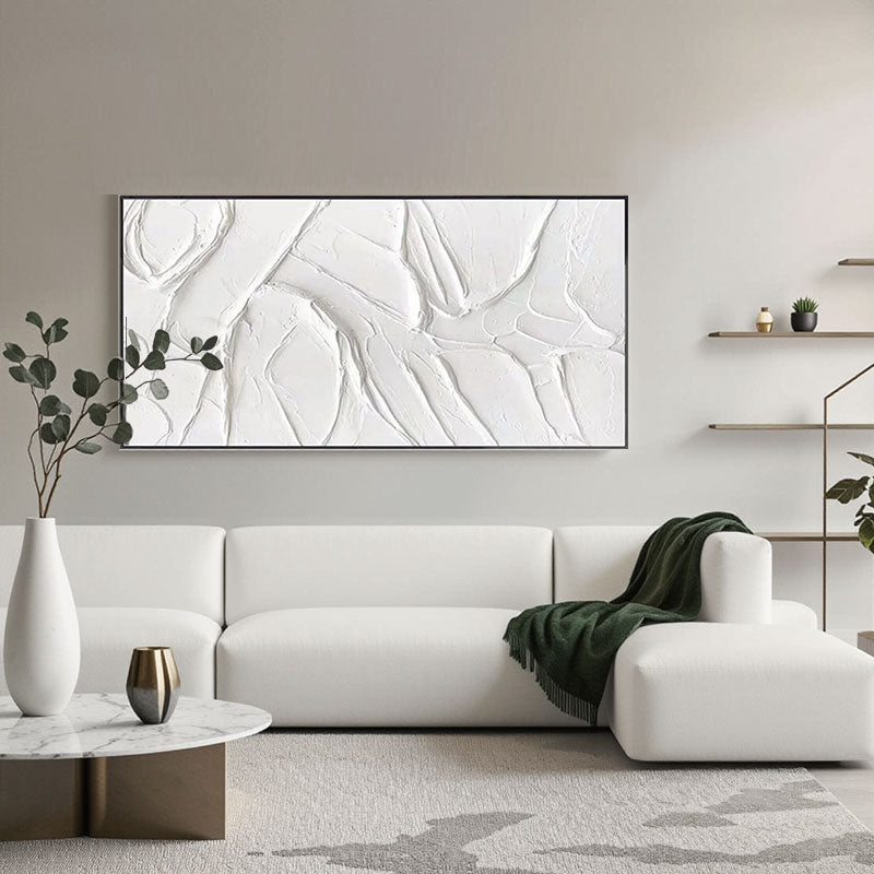 White Minimalist Textured Painting Canvas #MM104