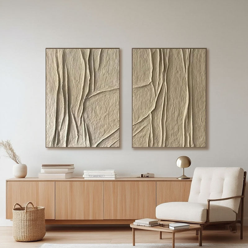 Beige & Brown Abstract Set of 2 #BB134