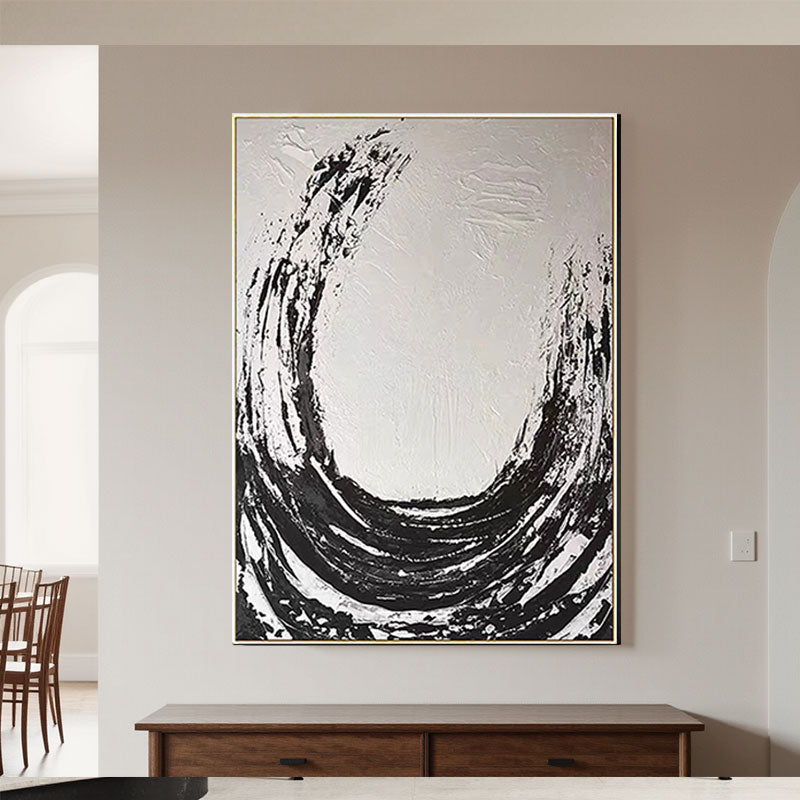 Black White Textured Minimalist Wall Art #MZ047
