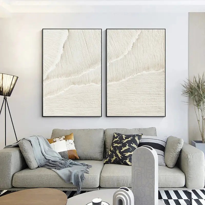 Plaster Art Minimalist Textured Paintings Set of 2 #MM056