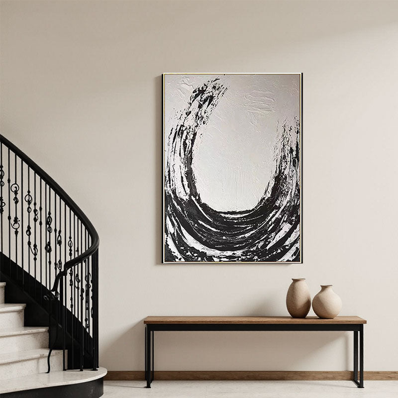 Black White Textured Minimalist Wall Art #MZ047