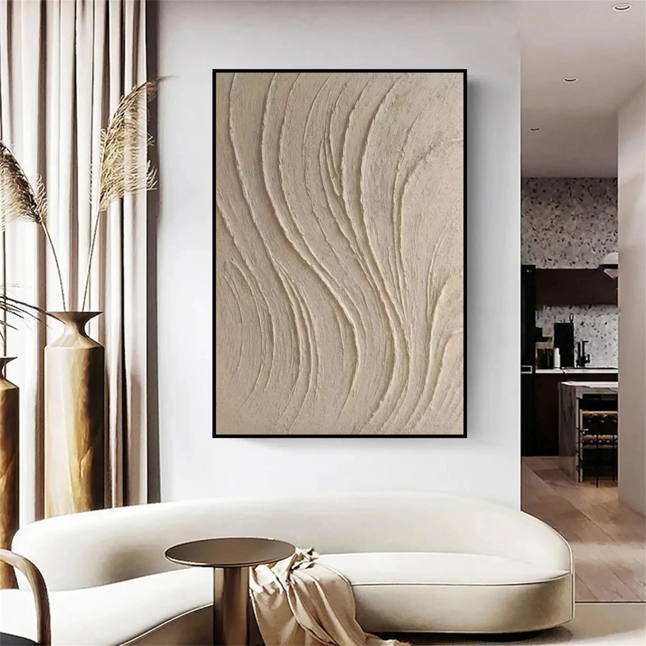 Black Gold Minimalist Textured Paintings Set of 2 #MZ080