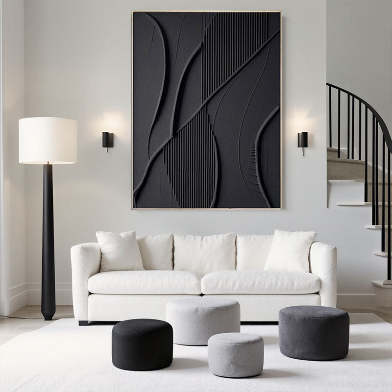 Black Minimalist Textured Painting #MZ138