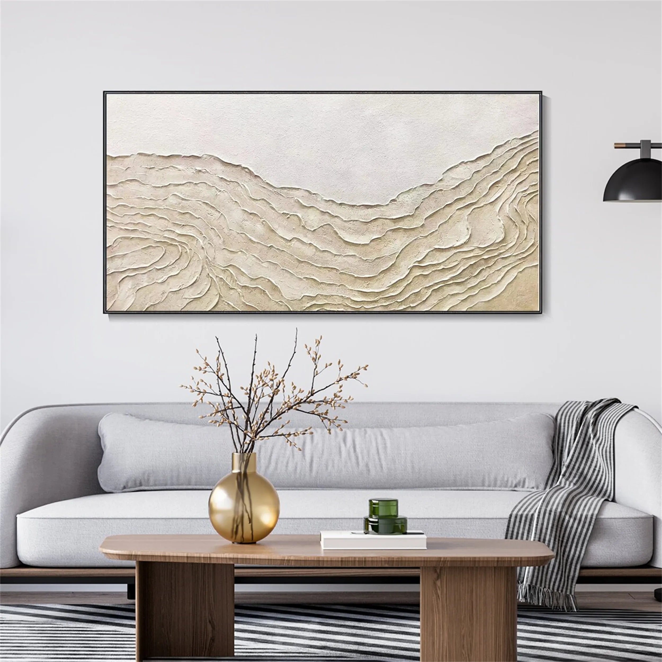 White Minimalist Textured Painting Canvas #MM195