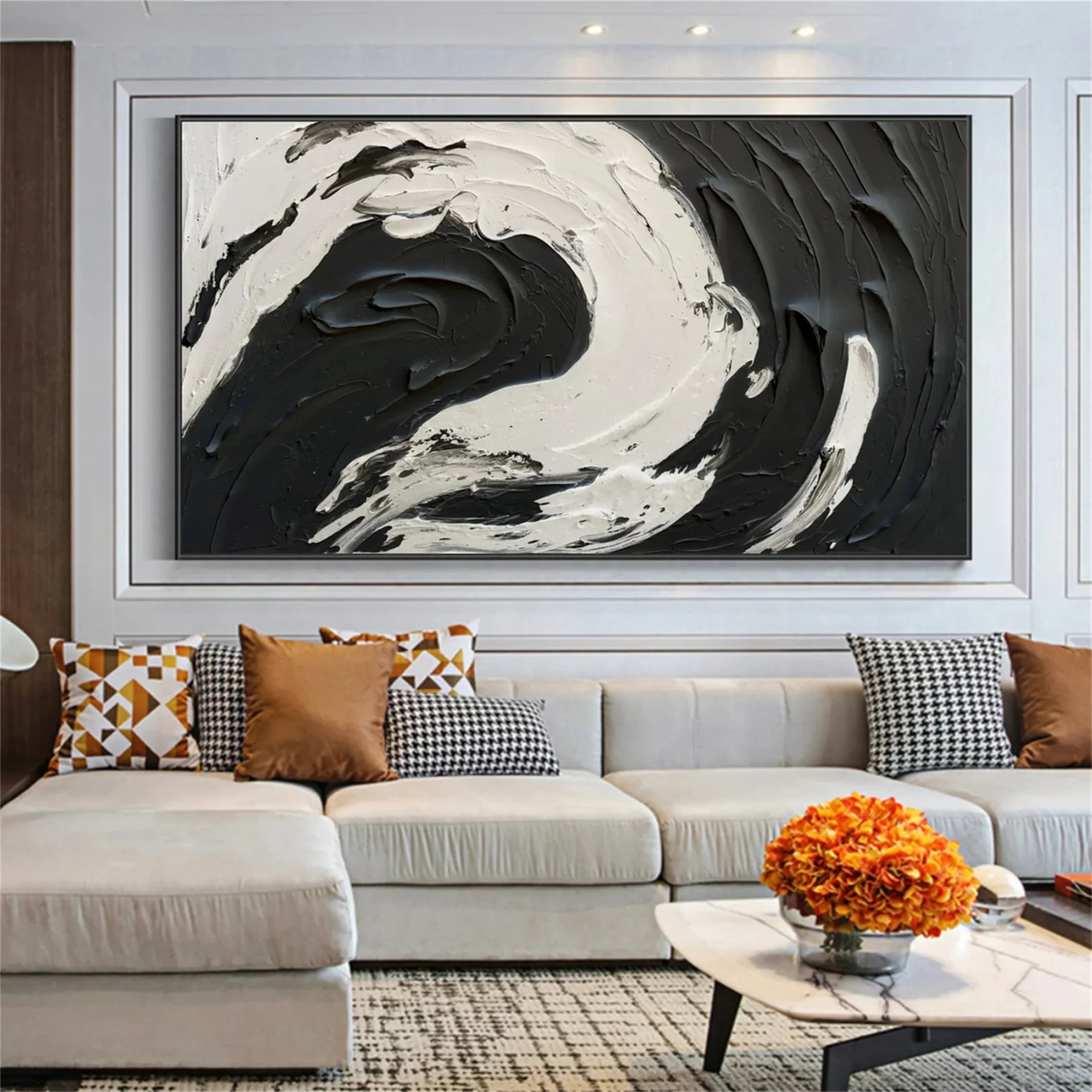 Black Gold Minimalist Textured Painting #MZ053
