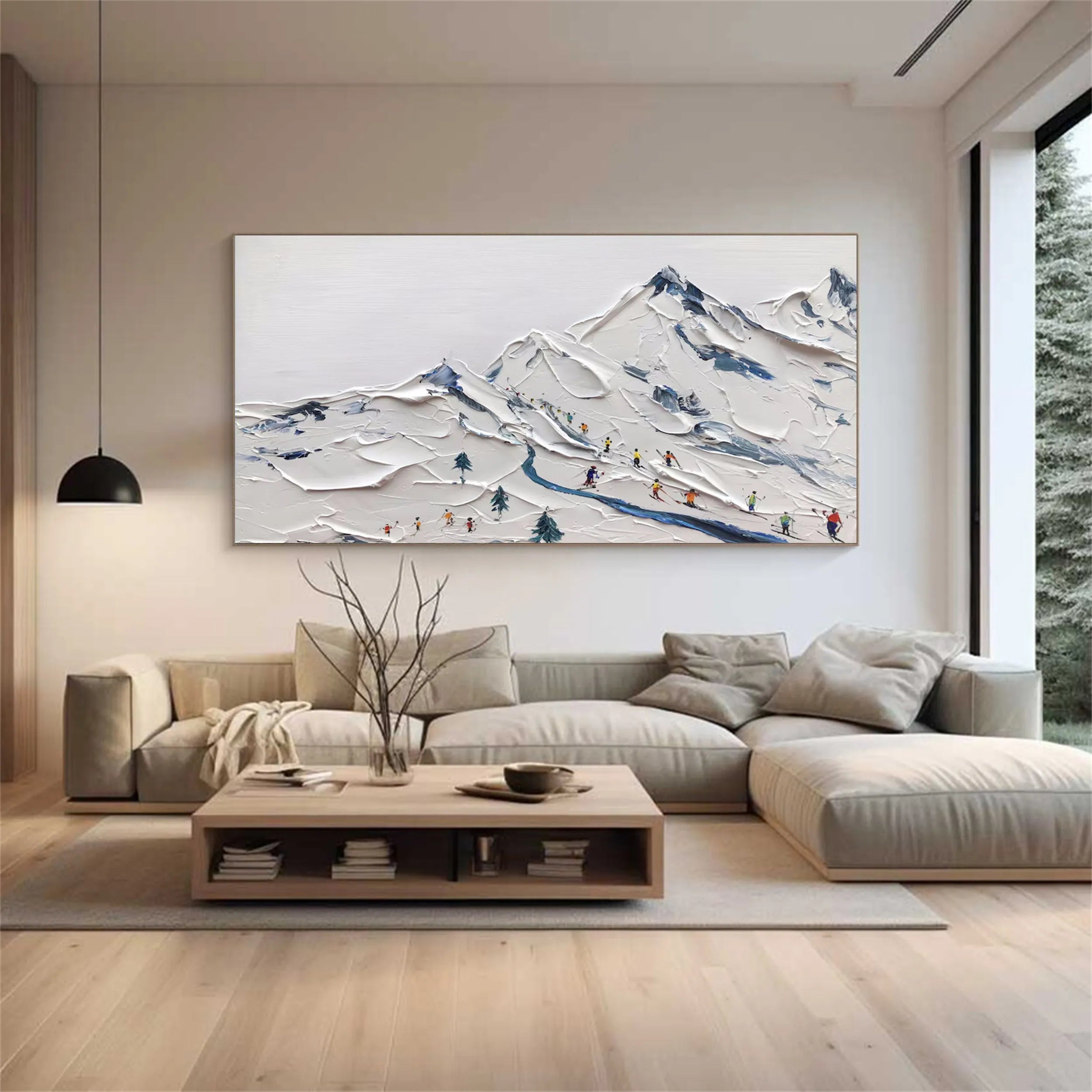Skiing Sport Art Textured Painting Canvas #MM226