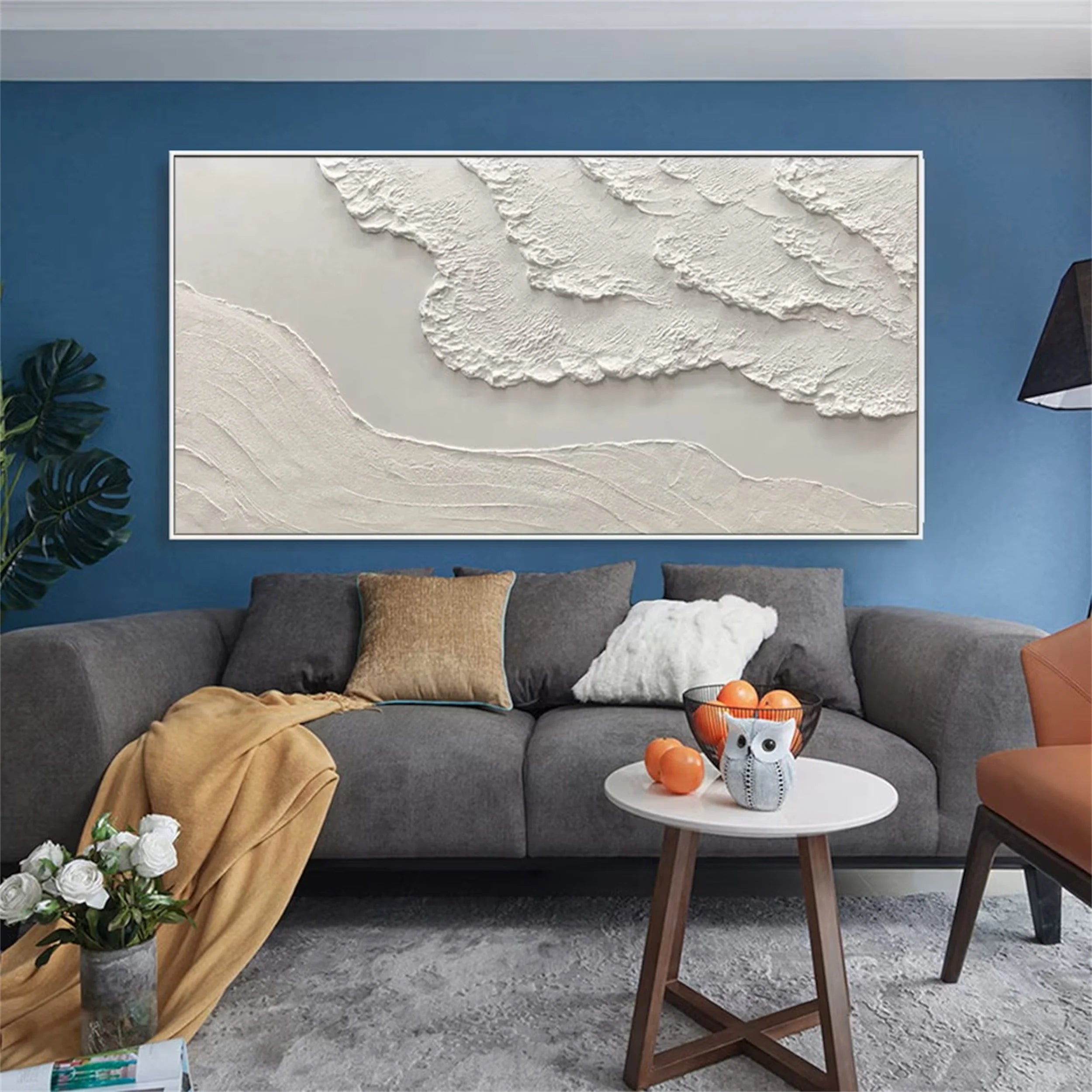 White Minimalist Textured Painting Canvas #MM104