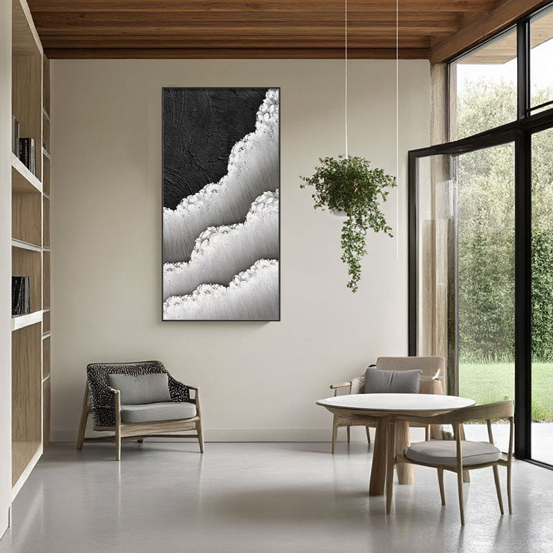 Black White Textured Minimalist Wall Art #MZ046