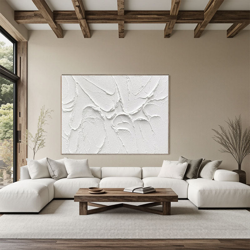 White Minimalist Textured Painting Canvas #MM196