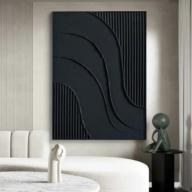 Black Minimalist Textured Painting #MZ014
